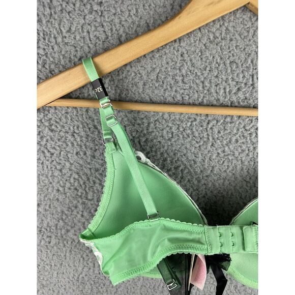 NEW Victoria's Secret Push-Up Pigeonnant Bra 32C Light Green Laced Floral - Picture 5 of 6